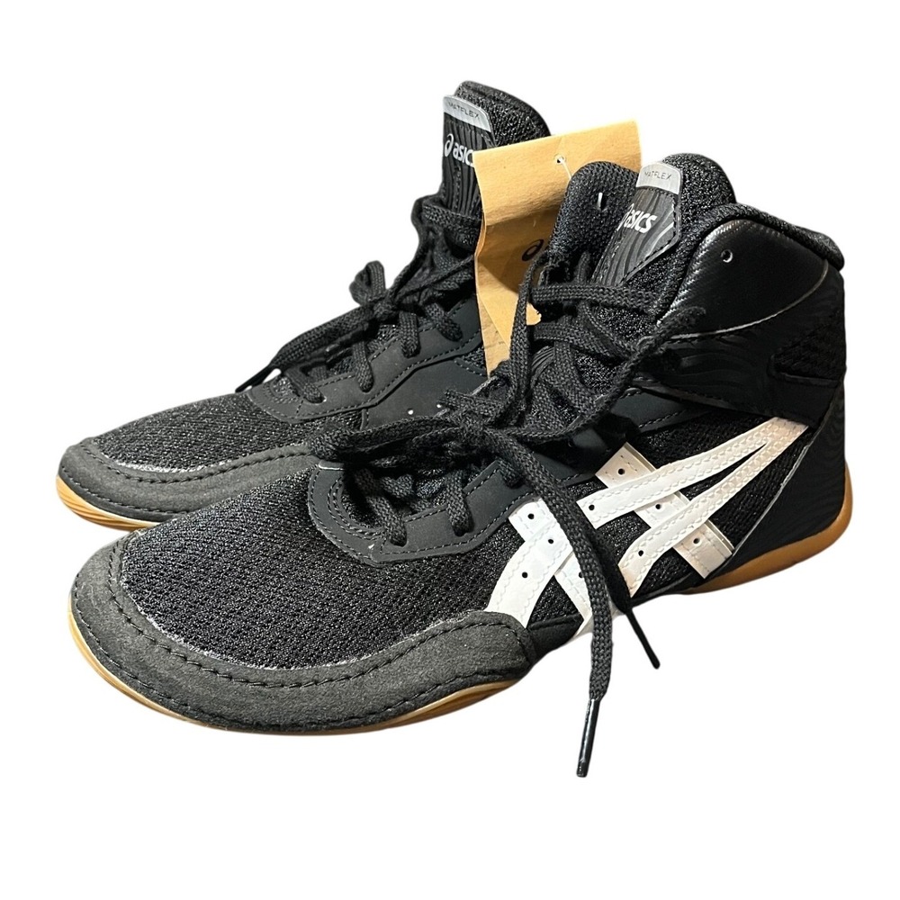 Asics Matflex 7 Wrestling Shoes Mens 6.5 Black White Gum Sole High Top 1081A051